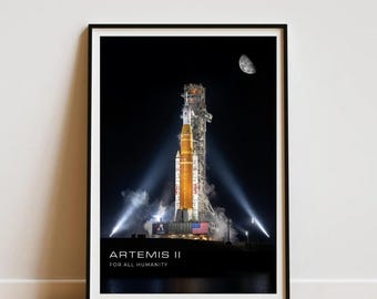 Artemis II Poster - NASA Orion Spacecraft Wall Art - Moon Mission Print - Space Lover Gift