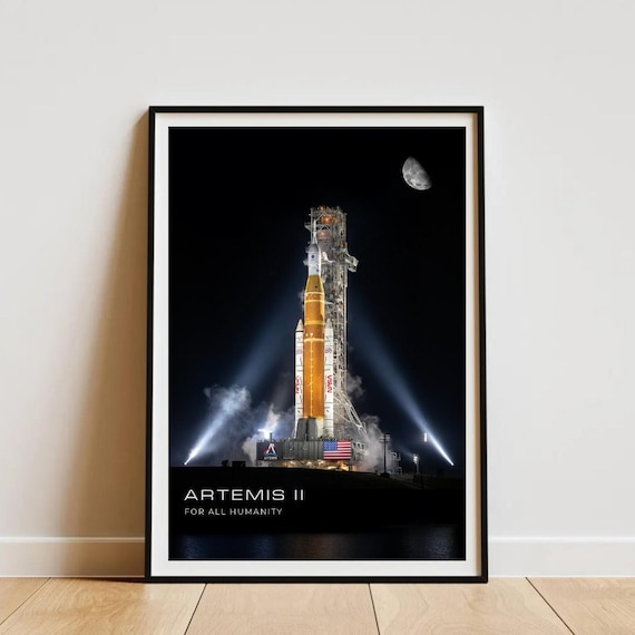 Artemis II Poster - NASA Orion Spacecraft Wall Art - Moon Mission Print - Space Lover Gift