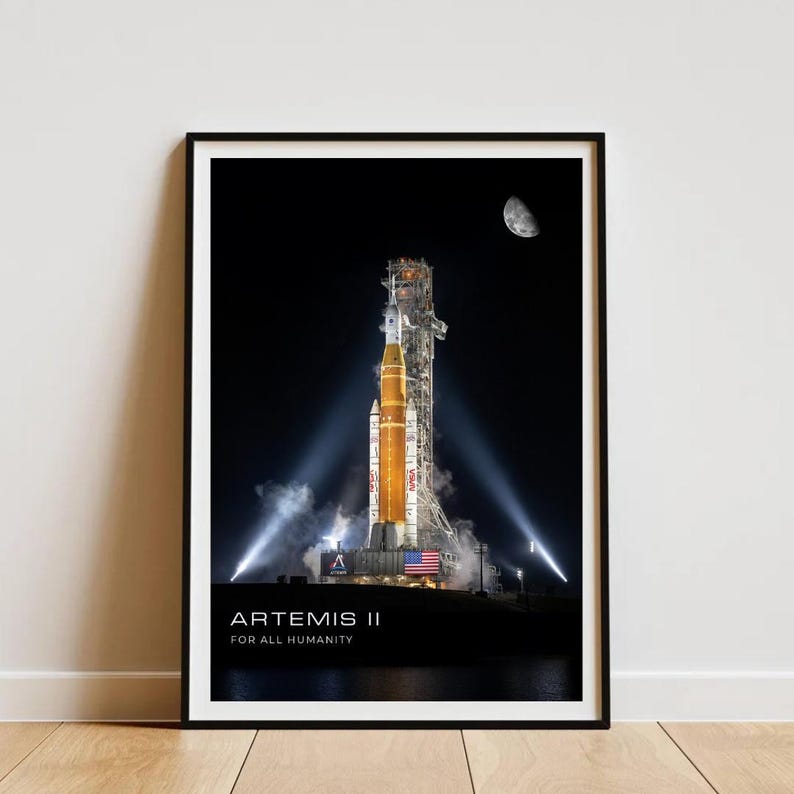 Artemis II Poster - NASA Orion Spacecraft Wall Art - Moon Mission Print - Space Lover Gift image 1