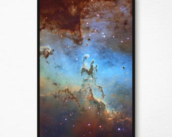 Skapelsens pelare-poster - Nebulatryck från James Webb-teleskopet - Interstellär gasfoto