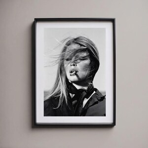 Brigitte Bardot Poster Vintage French Actress Cigarette Black White Wall Art image 3