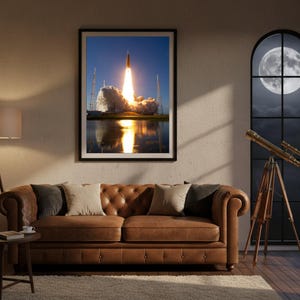 Artemis II Launch Poster, NASA Moon Mission Print, Rocket Liftoff Wall Art image 3