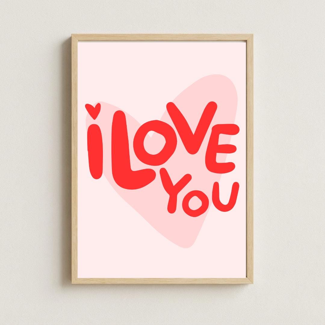 I LOVE YOU Wall Art Poster – Minimalist Romantic Art Print - Etsy
