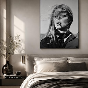 Brigitte Bardot Poster Vintage French Actress Cigarette Black White Wall Art image 7