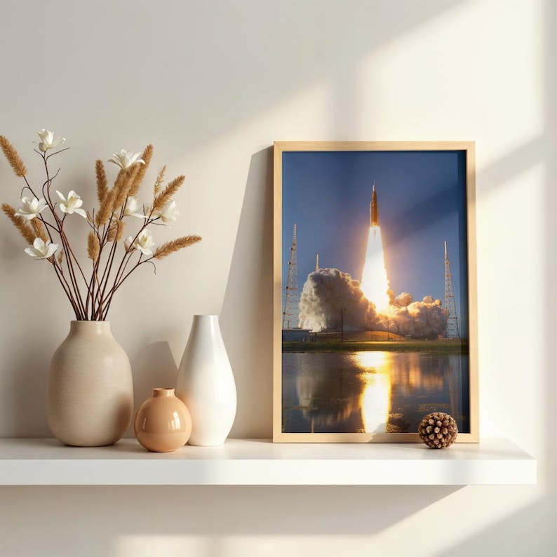 Artemis II Launch Poster, NASA Moon Mission Print, Rocket Liftoff Wall Art image 4