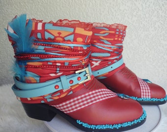 Toddler upcycled western cowboy boots Size 8.5