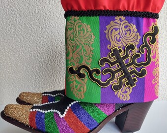 Multicolored upcycled western cowboy boots Size 9.5