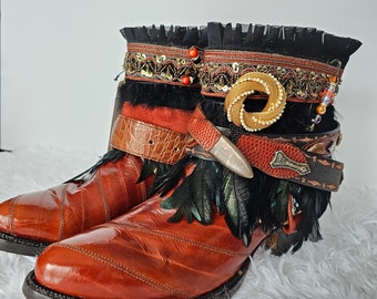 Boho upcycled western cowboy boots