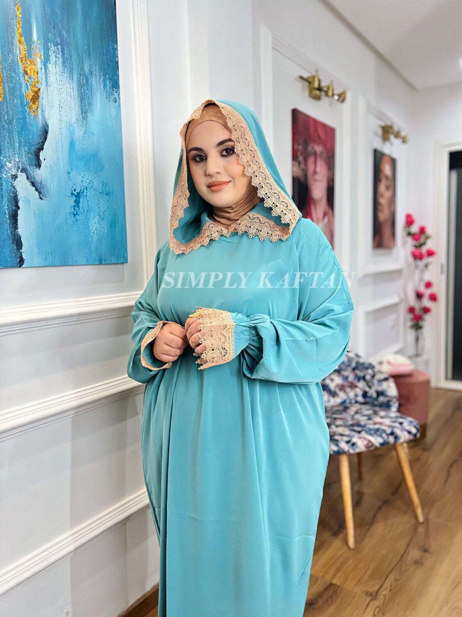 Islamic Women's Simplicity One Piece Prayer Dress With Attached Hijab - Brown main image 1