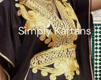 Kaftan Black and gold, Black dress, Black and gold dress, Moroccan kaftan, Black moroccan kaftan, kaftan for women, resortwear, beach kaftan