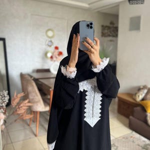 black abaya - women Prayer Outfit  – Modest and Comfortable Set with Hijab, abaya Perfect for Home or Mosque Prayer