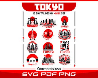 Japanese SVG Mini Bundle with Tokyo Art Designs for Shirts Prints Logos and Apparel
