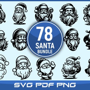 78 Santa Claus Face Vector Pack SVG PNG PDF Clipart Bundle Christmas Logo