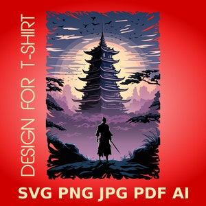 Warrior Samurai Japan Design Art SVG PNG JPG for T-shirt, clothes and your projects in Japanes style | japan png | samurai printable |