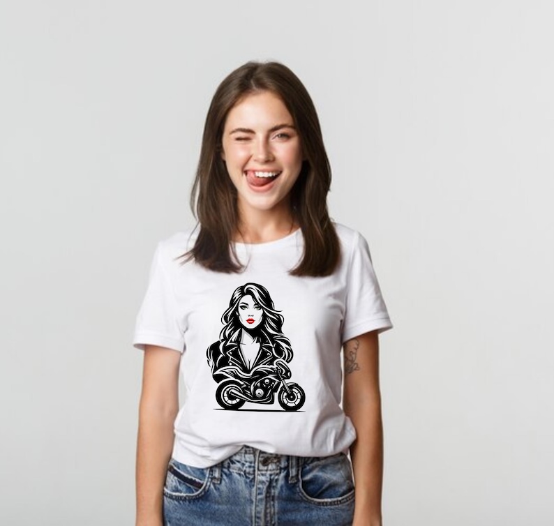 Girl Rocker Vector Bundle Biker T Shirt Designs SVG PNG PDF Pack image 16