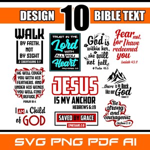 Bible Verse SVG Bundle: Christian T-Shirt Designs (PDF, PNG)
