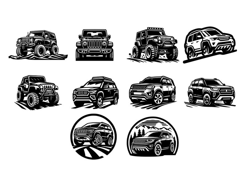 50 Offroad Car 4x4 SUV 4WD Car Logo Svg Png Pdf Bundle Clipart, Car