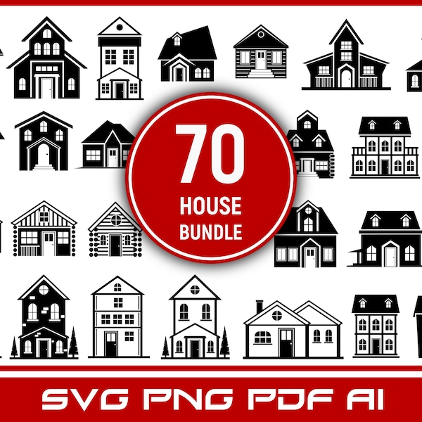 70 Houses Building SVG PNG PDF Bundle Clipart | hoses svg | building bundle | house cut files | house silhouette | cricut house