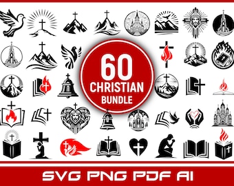 60 Christian Bible Logo SVG PNG PDF Clipart Bundle | Church svg clipart | jesus svg | Blessed svg | hope png | Bible png