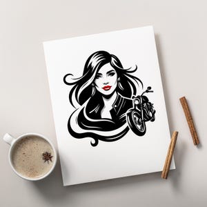 Girl Rocker Vector Bundle Biker T Shirt Designs SVG PNG PDF Pack image 9