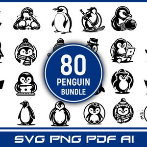 80 ペンギン デザイン ロゴとプリント SVG PNG PDF バンドル クリップアート | ペンギン アート | ペンギン PDF | ペンギン PNG | ペンギン ベビー | ペンギン シルエット