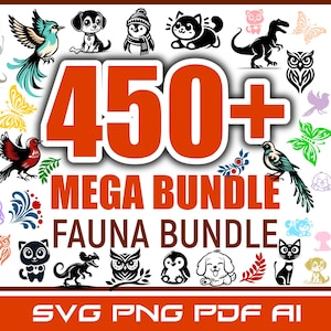 450 Mega Bundle Animals Cats Dogs Birds and More | SVG PNG PDF Clipart Pack | mega clipart svg | mega png pack | cute cats gogs svg
