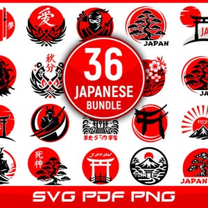 Japanese SVG Themed Designs Bundle | Samurai Shirt Designs PNG PDF Japan Print-Art