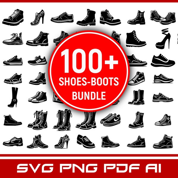 100+ Shoes Boots SVG PNG PDF Clipart Bundle, sneakers png, Shoes cut, Boots cricut, shoes logo, shoes pack, boots png, shoes bundle,