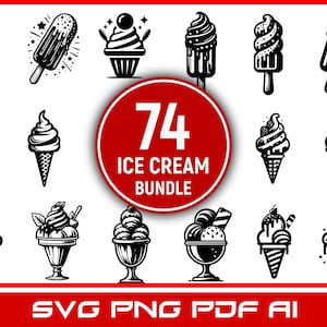 Eis Dessert SVG PNG PDF Logo Clipart Bundle Vektor-Pack | süßes Eis | Eistüte svg | Eis Logo | Eis pdf