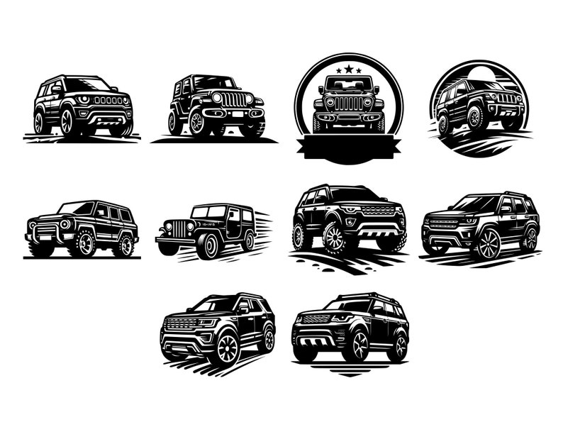 50 Offroad Car 4x4 SUV 4WD Car Logo Svg Png Pdf Bundle Clipart, Car