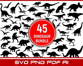 45 Dinosaurier Bundle: T-Rex SVG, PNG, PDF (Dino Cricut)