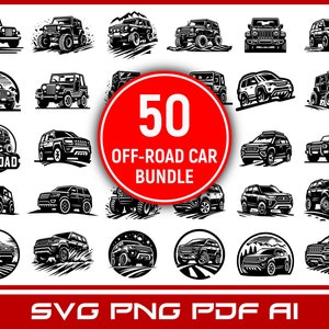 50 Off-road car 4x4 SUV 4WD Car Logo svg png pdf Bundle Clipart, car png clipart, 4x4 digital download, 4WD car, 4x4 Car cricut 画像 1
