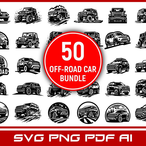 50 Off-road car | 4x4 | SUV | 4WD Car Logo svg png pdf Bundle Clipart, car png clipart, 4x4 digital download, 4WD car, 4x4 Car cricut