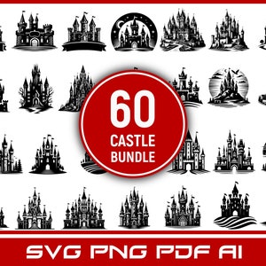 60 Castle Building SVG PNG PDF Vector Logo Clipart Bundle | castle design | building svg | building bundle | building pdf | castle logo