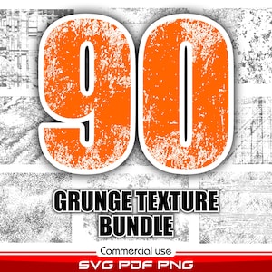 Paquete de texturas grunge: 90 diseños desgastados, superposiciones SVG y PNG para diseñadores.