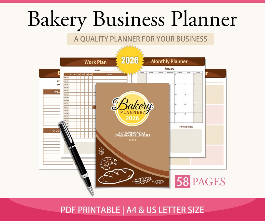 Baking Orginaizer Notes.pdf Home Bakery Business Planner – 2026 Baking Organizer PDF for Small ...