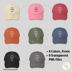 Transparent png product images, front of District DT600 Unisex Distressed Cap. 8 colors. Instant digital download for Etsy listings, Amazon Product Listings, Walmart Product Listings, Shopify, WebDesign, Social Media. From LifestyleMockupsByM Etsy.