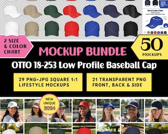 BASEBALL MOM HAT Otto 18-253 Baseball Cap Mockup Bundle, Sports Mom Baseball Hat Otto 18253 Cap Mockup,Baseball Cap Size Chart DigiDownload