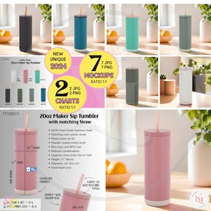 MAKER 20oz SIP TUMBLER Mockup Bundle, Maker Tumbler Mockup Printify 20oz Maker Sip Tumbler Mockup, Maars 20 oz Tumbler Size Digital Download