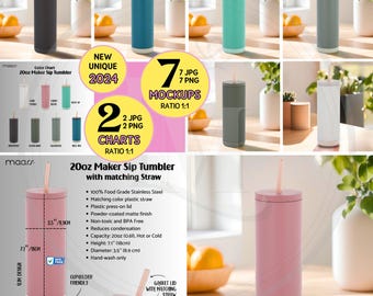 MAKER 20oz SIP TUMBLER Mockup Bundle, Maker Tumbler Mockup Printify 20oz Maker Sip Tumbler Mockup, Maars 20 oz Tumbler Size Digital Download
