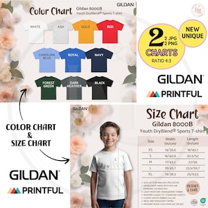 GILDAN 8000B SIZE CHART Gildan Youth Sports Tee Color Chart, Gildan 8000B Tshirt Features, Printful Gildan Driblend Youth Shirt Size Guide