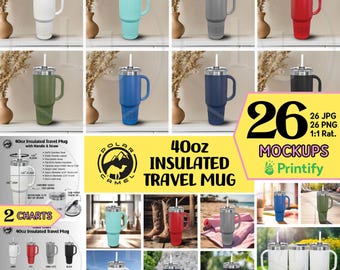 40oz POLAR CAMEL Insulated Travel Mug Mockup 40oz Mug with handle,Printify 40 oz Tumbler Mockup Evergreen Bundle,Travel Mug Sublimation Mock