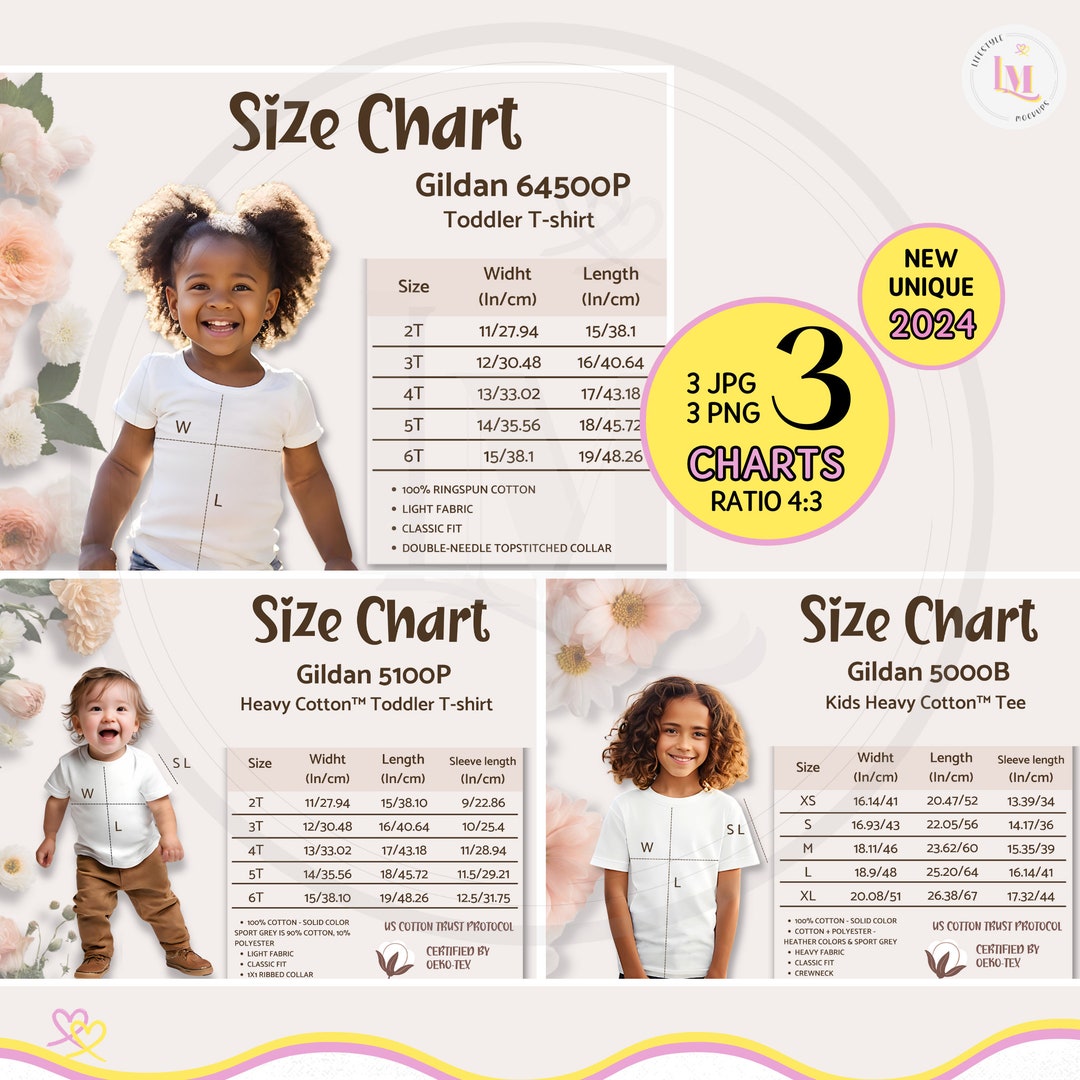GILDAN SIZE CHART Bundle, Gildan 5100P Toddler Shirt Size Chart