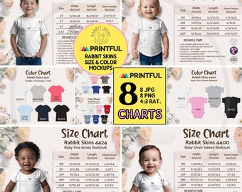 RABBIT SKINS Chart Bundle Printful Rabbit Skins 3321 Toddler Tshirt Color Chart 3322 Baby Tee Size Chart 4400 4424 Infant Bodysuit Colors