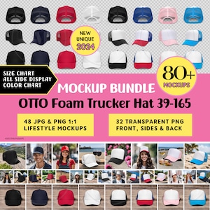 OTTO TRUCKER HAT Mockup Bundle Otto 39-165 Hat Mock, Printful Otto Foam Trucker Hat Mockup, Transparent png Otto Cap Mockup Digital Download