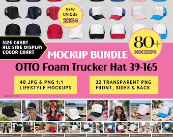 OTTO TRUCKER HAT Mockup Bundle Otto 39-165 Hat Mock, Printful Otto Foam Trucker Hat Mockup, Transparent png Otto Cap Mockup Digital Download
