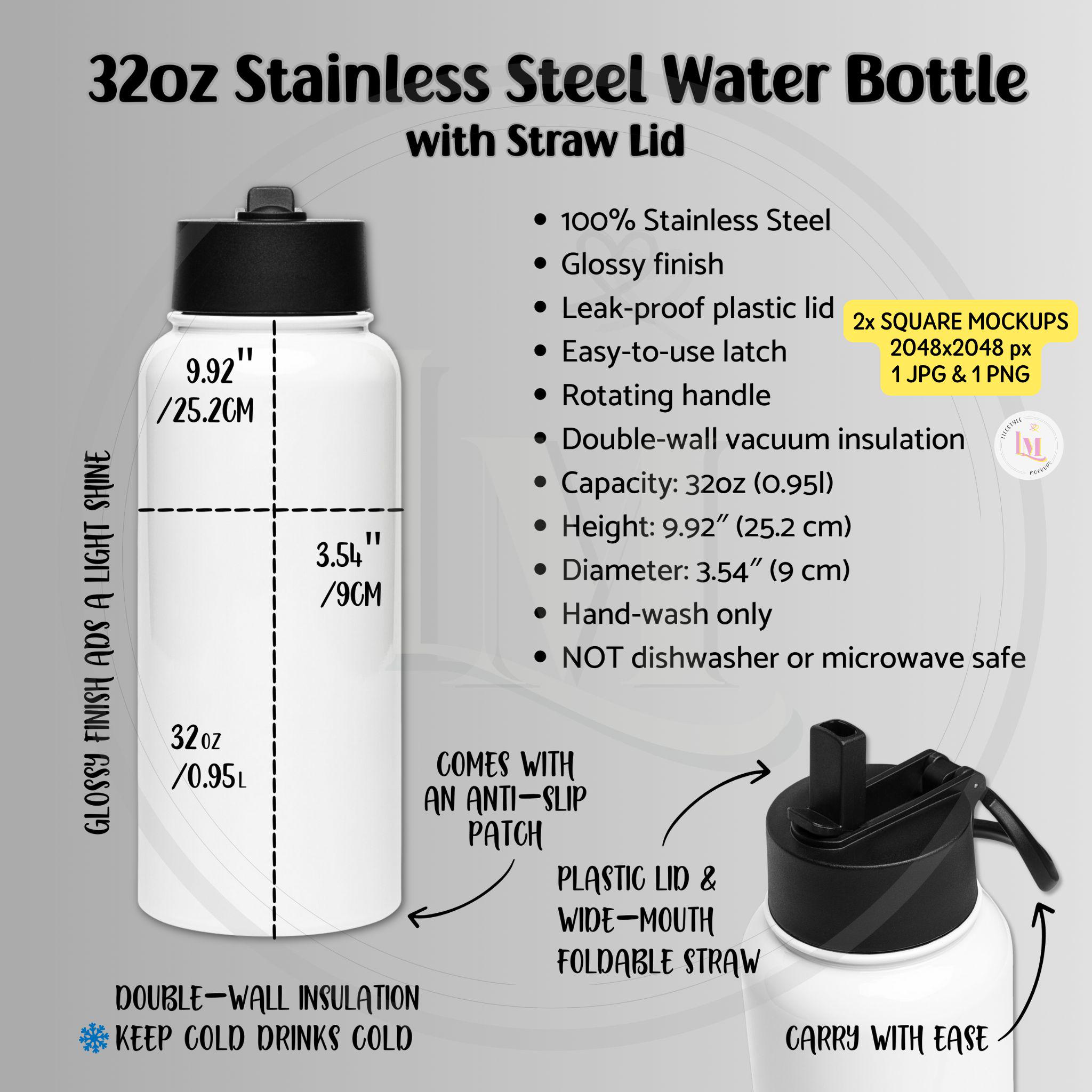 32oz WATER BOTTLE Size Chart Prinful 32oz Stainless Steel Water Bottle Straw  Lid Features, 32 Oz Bottle W Straw Digital Product Information - Etsy