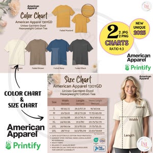 Storleksguide för AMERICAN APPAREL 1301GD Tee Färgkarta AA 1301GD Kraftig bomull Unisex Plaggfärgad T-shirt Funktioner, Aa T-shirt Färgguide