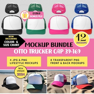 OTTO CAP MOCKUP Bundle, Otto 39-169 Mockup, Transparent Trucker Cap Mockup, Foam Trucker Hat Mockup, Otto Hat Product Photo,Digital Download