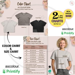 Tabla de tallas AS COLOUR 4089 Crop Tee Tabla de colores Camiseta As Colour Heavy Faded para mujer Características principales, AS 4089 Faded Bone Crop Tee Medida